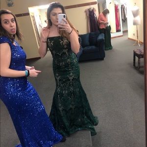 Green Lace Prom Dress